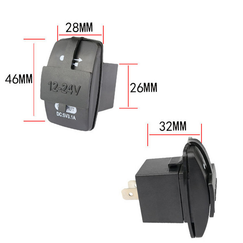 Automatski auto punjač za telefon 3.1A otporan na prašinu Dual USB utičnica Utičnica DC 12V-24V adapter za upaljač za iPhone Samsung Redmi