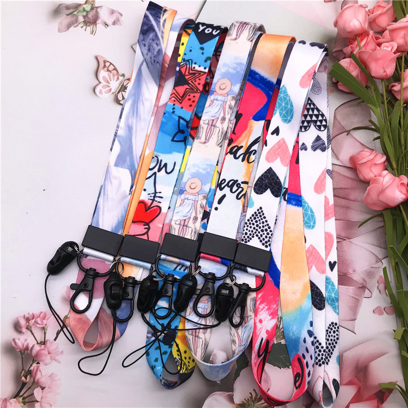 Remeni za mobilni telefon slatka djevojka šareni grafiti DIY metalna kopča za vješanje užeta oko vrata Traka za oko vrata Traka za ključeve ID iskaznica