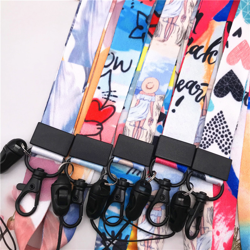 Remeni za mobilni telefon slatka djevojka šareni grafiti DIY metalna kopča za vješanje užeta oko vrata Traka za oko vrata Traka za ključeve ID iskaznica