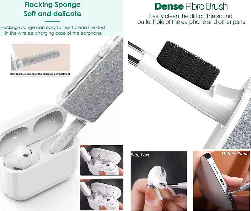 5 viename telefono ekrano valymo šepetėlių rinkinys Ausinių valymo rašiklis Fotoaparatas Telefonas Planšetinis kompiuteris Nešiojamasis kompiuteris TV Ekranas Valymo Įrankiai Mobiliojo telefono valymo rinkinys