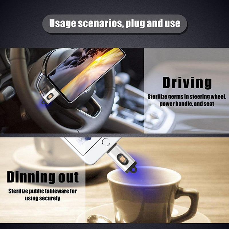 Kodus kaasaskantav UV-LED-desinfitseerimislamp UVC-steriliseerimisvalgusti mitmeotstarbeline mini-kaasaskantav reisimobiiltelefon USB-sterilisaator
