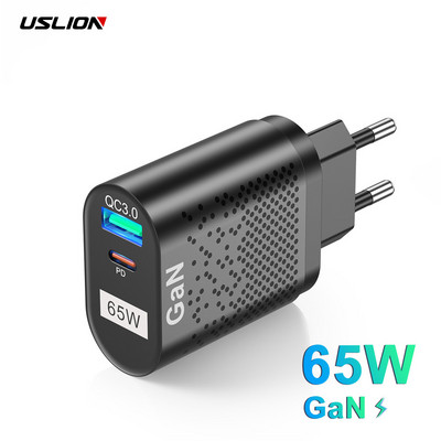 USLION GaN USB lādētājs C tipa ātrā lādētājs tālrunim iphone 13 Pro Quick Charge QC3.0 PD USB C uzlādes adapteris Xiaomi Redmi Note 11