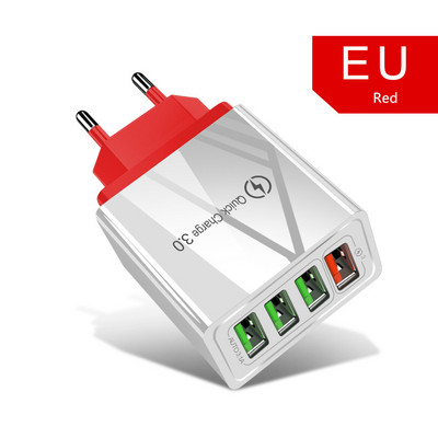 60W Încărcare rapidă 3.0 USB Încărcător telefon Perete 4 porturi QC3.0 Adaptor de încărcare rapidă pentru iPhone X Samsung s9 A50 încărcător Xiaomi UE SUA