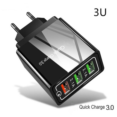 60W Încărcare rapidă 3.0 USB Încărcător telefon Perete 4 porturi QC3.0 Adaptor de încărcare rapidă pentru iPhone X Samsung s9 A50 încărcător Xiaomi UE SUA