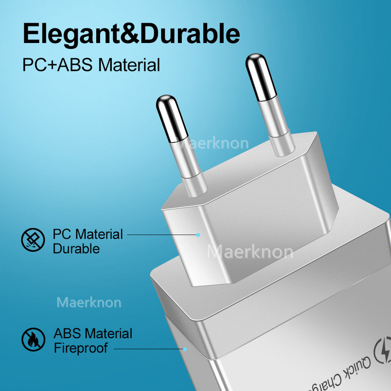 60W Quick Charge 3.0 USB punjač za telefon Zidni 4 porta QC3.0 Adapter za brzo punjenje za iPhone X Samsung s9 A50 Xiaomi EU US punjač