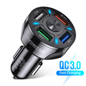 AUFU încărcător mașină încărcare rapidă QC 3.0 Adaptor încărcător USB 4 porturi încărcare rapidă încărcător telefon mobil pentru mașină pentru iPhone Xiaomi