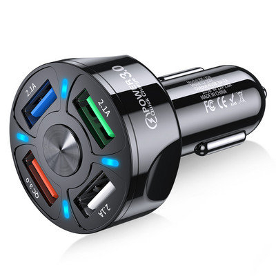 AUFU încărcător mașină încărcare rapidă QC 3.0 Adaptor încărcător USB 4 porturi încărcare rapidă încărcător telefon mobil pentru mașină pentru iPhone Xiaomi