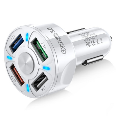 AUFU încărcător mașină încărcare rapidă QC 3.0 Adaptor încărcător USB 4 porturi încărcare rapidă încărcător telefon mobil pentru mașină pentru iPhone Xiaomi