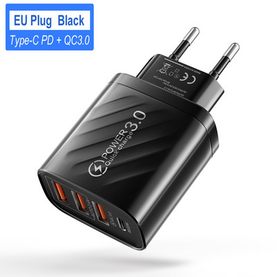 Încărcător USB de tip C de 48 W Încărcare rapidă 3.0 Încărcător pentru telefon mobil 3 USB Wall PD Adaptor de încărcare rapidă pentru iPhone 14 13 Pro Max Huawei