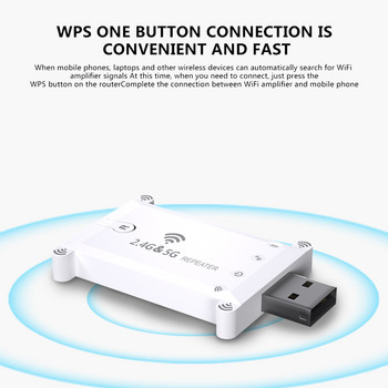 Ενισχυτής ασύρματου σήματος USB Ενισχυτής επέκτασης Wifi Dual Frequency 1200m Τροφοδοτικό USB 2.4G/5G WiFi Repeater για οικιακό γραφείο