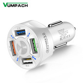 Vumpach 48W Quick 7A 4 porturi USB încărcare mașină Mini încărcare rapidă pentru iPhone 11 Xiaomi Samsung Adaptor încărcător pentru telefon mobil în mașină