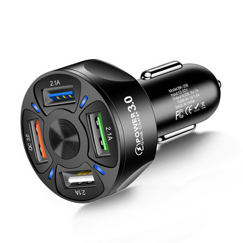 Vumpach 48W Quick 7A 4 порта USB Car Charge Мини бързо зареждане за iPhone 11 Xiaomi Samsung Адаптер за зарядно за мобилен телефон в кола