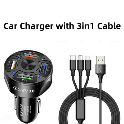 Vumpach 48W Quick 7A 4 porturi USB încărcare mașină Mini încărcare rapidă pentru iPhone 11 Xiaomi Samsung Adaptor încărcător pentru telefon mobil în mașină