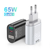 Tkey 65W nitrură de galiu GAN Adaptor pentru încărcător rapid pentru telefon pentru iPhone Xiaomi Samsung USB PD Încărcare rapidă KC/EU/US Încărcător