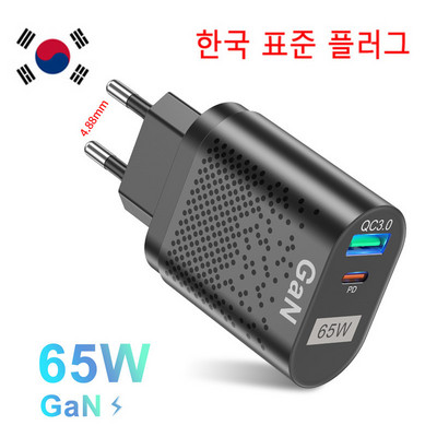 Tkey 65W nitrură de galiu GAN Adaptor pentru încărcător rapid pentru telefon pentru iPhone Xiaomi Samsung USB PD Încărcare rapidă KC/EU/US Încărcător