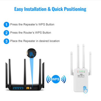 Безжичен WiFi ретранслатор 1200Mbps сигнален усилвател Мрежов разширител Рутер 2.4GHz Wifi Long Range Extender Wi-Fi Booster