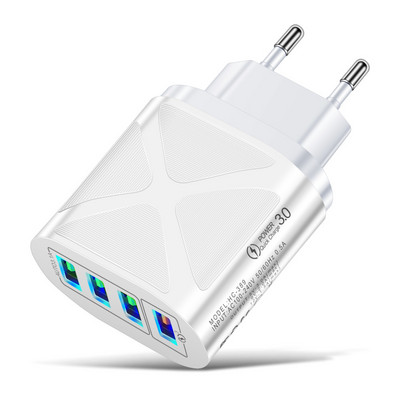 Încărcător USB 48W 4 porturi Încărcare rapidă QC 3.0 Telefon de călătorie de perete Încărcare rapidă pentru iPhone 13 12 Samsung Xiaomi Poco Adaptor priză UE