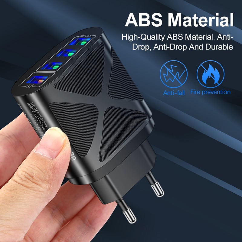 48W USB punjač 4 porta Quick Charge QC 3.0 zidni putni telefon brzo punjenje za iPhone 13 12 Samsung Xiaomi Poco EU adapter za utikač