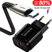Încărcare rapidă 3.0, încărcător de perete, cablu tip C, pentru Xiaomi 11 9T 10 Redmi 8 9 Note 7 8 9 10S 10 Pro Adaptor de încărcare pentru telefon
