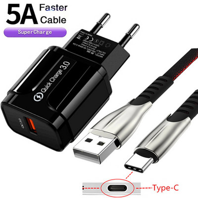 Încărcare rapidă 3.0, încărcător de perete, cablu tip C, pentru Xiaomi 11 9T 10 Redmi 8 9 Note 7 8 9 10S 10 Pro Adaptor de încărcare pentru telefon