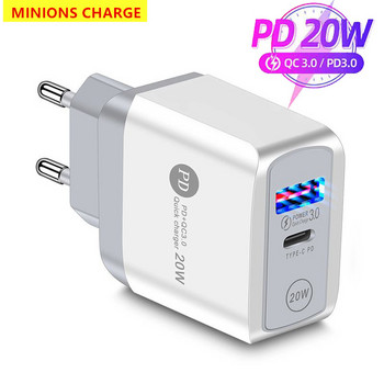 PD 20W USB Type C Φορτιστής LED Προσαρμογέας Γρήγορη φόρτιση τηλεφώνου για iPhone 12 11 Pro Max X Xs Xr 7 AirPods iPad Huawei Xiaomi LG Samsung