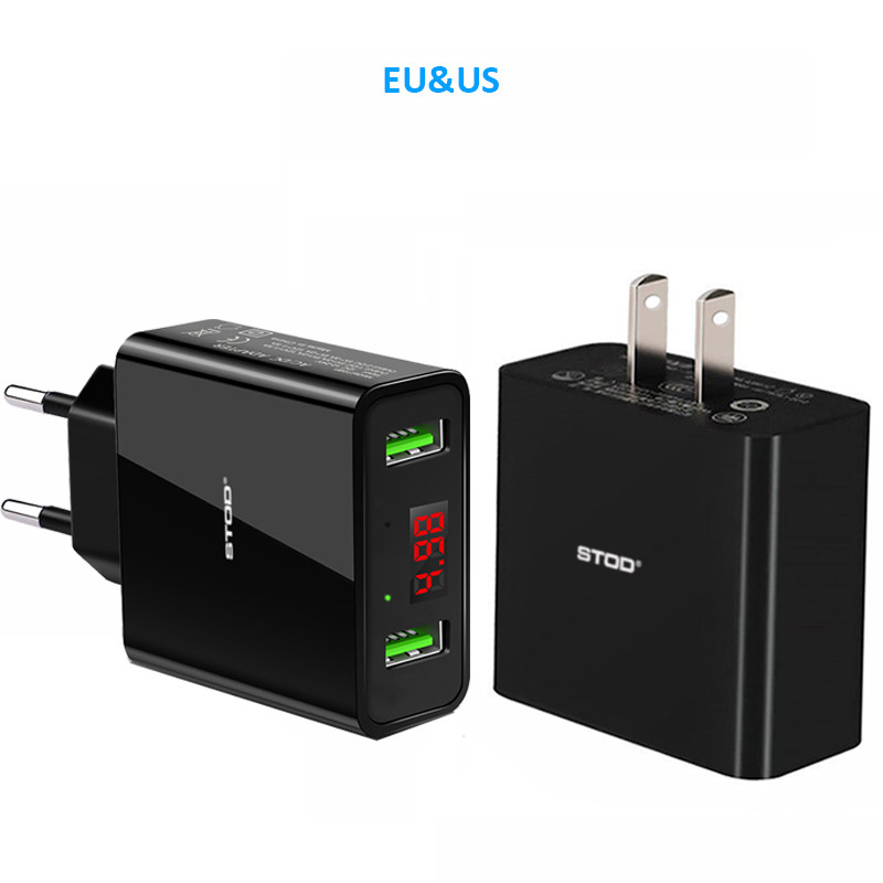 Dvostruki USB zidni punjač s LED zaslonom Detect Quick Charge za Blackview Realme POCO Redmi Infinix Cubot Doogee telefonski adapter