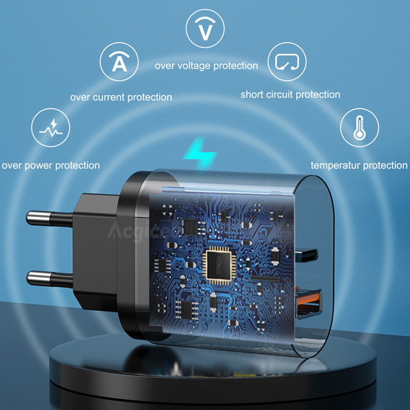 Acgicea Super Si 20W USB C adapter za punjenje za iPhone 13 12 Pro Max Tip C QC 3.0 PD brzo punjenje za Xiaomi telefon Quick Charger