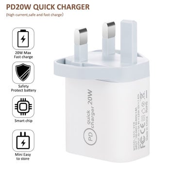 20W PD QC4.0 QC3.0 Бързо зарядно устройство за Apple iPhone 13 12 Pro Max Type C Адаптер за бързо зареждане UK US EU Plug зарядно за мобилен телефон