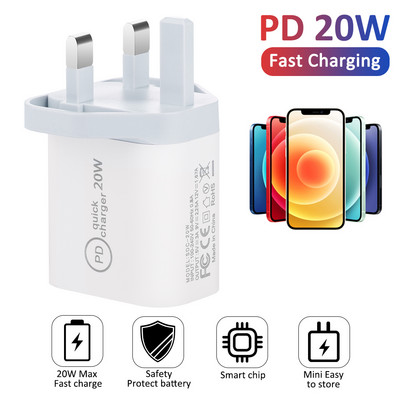 Γρήγορος φορτιστής 20W PD QC4.0 QC3.0 για Apple iPhone 13 12 Pro Max Type C Προσαρμογέας γρήγορης φόρτισης Η.Β. Η.Π.Α.