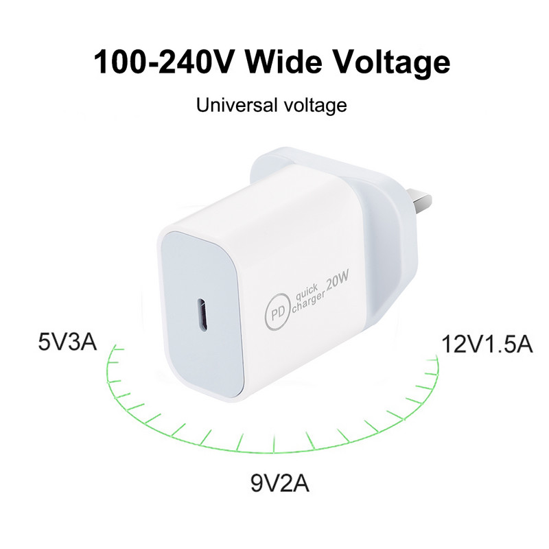 20W PD QC4.0 QC3.0 brzi punjač za Apple iPhone 13 12 Pro Max Tip C Quick Charge Adapter UK US EU Plug Punjač za mobilni telefon