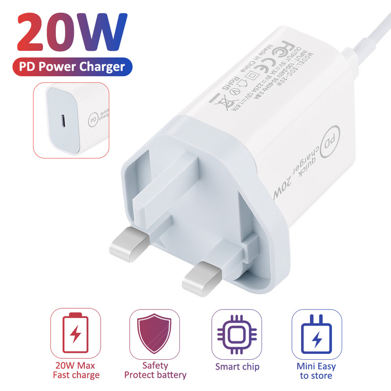 20W PD QC4.0 QC3.0 brzi punjač za Apple iPhone 13 12 Pro Max Tip C Quick Charge Adapter UK US EU Plug Punjač za mobilni telefon