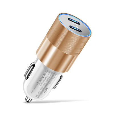 40W Încărcare rapidă dual PD încărcător auto tip USB C încărcător rapid auto în mașină telefon mobil pentru iPhone Xiaomi Huawei PD Port Adaptor