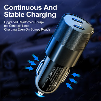 Φορτιστής αυτοκινήτου 40W Quick Charge 3.0 Dual PD USB C Fast Charger Προσαρμογέας φορτιστή τηλεφώνου αυτοκινήτου για iphone 13 12 11 Pro Max Samsung Xiaomi