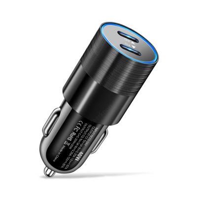 Încărcător auto 40W Încărcare rapidă 3.0 Dual PD USB C Încărcător rapid Adaptor încărcător telefon auto pentru iphone 13 12 11 Pro Max Samsung Xiaomi