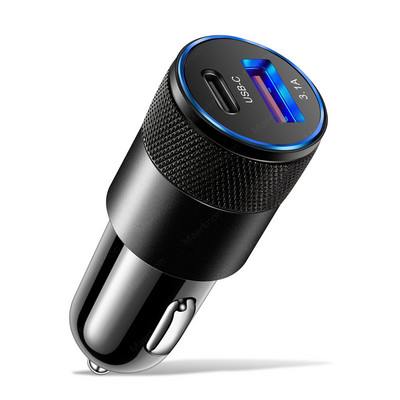 Încărcător auto 40W Încărcare rapidă 3.0 Dual PD USB C Încărcător rapid Adaptor încărcător telefon auto pentru iphone 13 12 11 Pro Max Samsung Xiaomi