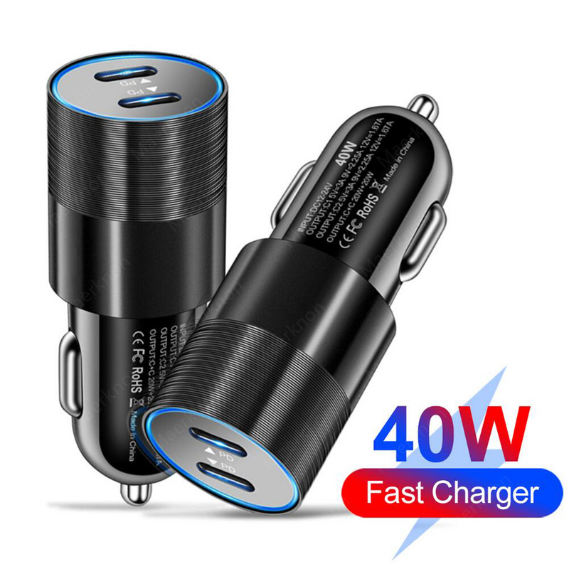 40W auto punjač Quick Charge 3.0 Dual PD USB C brzi punjač, adapter za auto punjač za iPhone 13 12 11 Pro Max Samsung Xiaomi