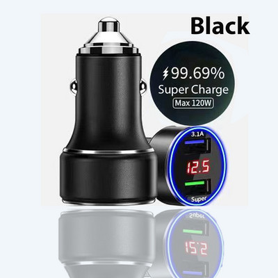 Încărcător de mașină USB 120W Adaptor de încărcare rapidă pentru iPhone 13 Pro max Accesorii 12 11 Telefoane mobile Samsung Xiaomi cu afișaj LCD