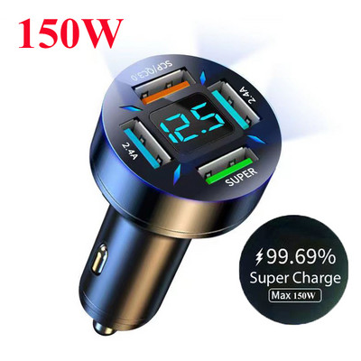 Încărcător de mașină USB 120W Adaptor de încărcare rapidă pentru iPhone 13 Pro max Accesorii 12 11 Telefoane mobile Samsung Xiaomi cu afișaj LCD
