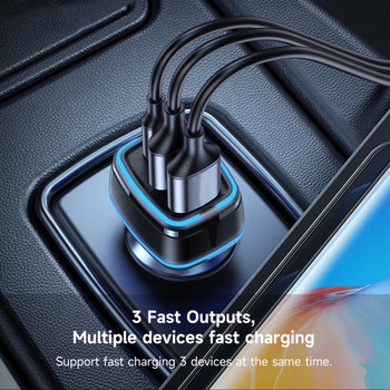 LED светлина 25W PD зарядно за кола Бързо зареждане USB Quick Charge 3.0 за автомобилен телефон Адаптер за iPhone 13 14 Xiaomi Huawei Sansung