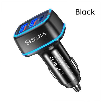 Lumină LED 25W PD Încărcător de mașină Încărcare rapidă USB Încărcare rapidă 3.0 pentru Adaptor pentru telefon auto pentru iPhone 13 14 Xiaomi Huawei Sansung