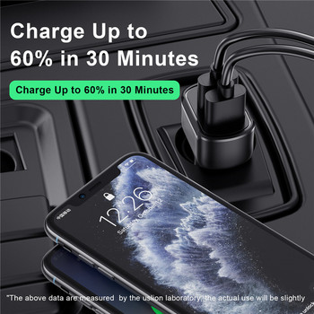 USLION 30W Car Charge PD 3 Θύρες USB QC4.0QC3.0 Γρήγορη φόρτιση τύπου C για Xiaomi Huawei Samsung Προσαρμογέας φορτιστή κινητού τηλεφώνου στο αυτοκίνητο