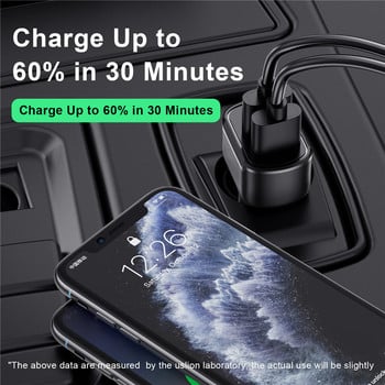 USLION 30W Car Charge PD 3 порта USB QC4.0QC3.0 Type C Бързо зареждане за Xiaomi Huawei, Адаптер за зарядно за мобилен телефон Samsung в кола