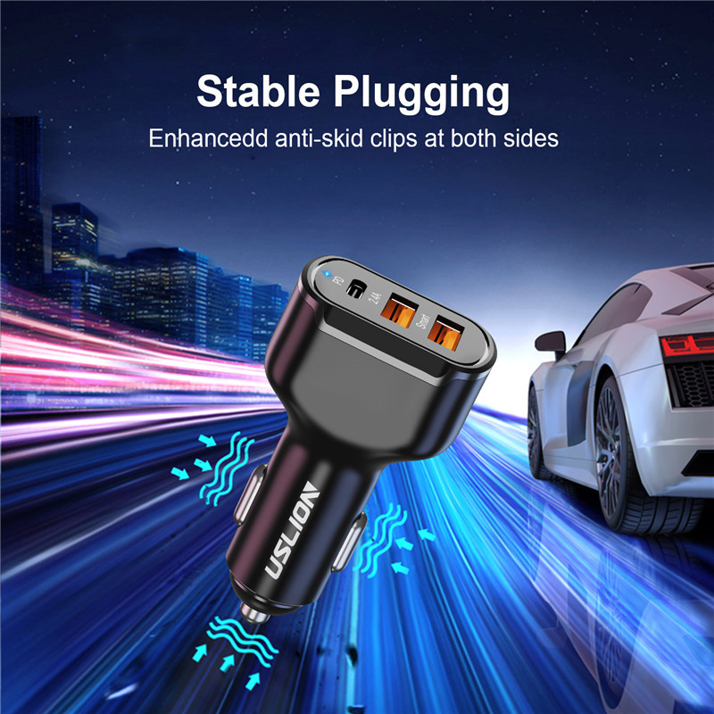 USLION 30W auto punjenje PD 3 porta USB QC4.0QC3.0 tip C brzo punjenje za Xiaomi Huawei Samsung adapter za punjač za mobitel u automobilu