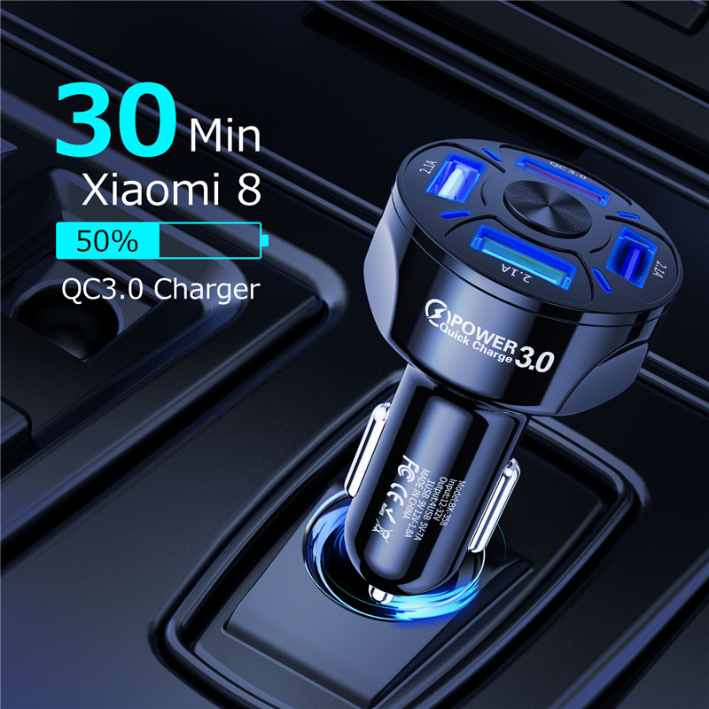 GTWIN 4 porta auto punjač 7A 48W USB Quick Charge 3.0 univerzalni mobilni telefon brzo punjenje za iPhone 12 Pro Xiaomi auto adapter
