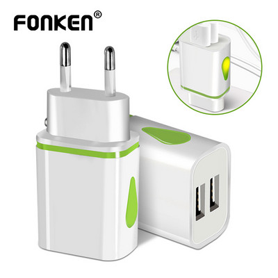 FONKEN 2 USB адаптер за зарядно устройство Стенно зарядно устройство Зарядно устройство за зареждане на мобилен телефон в ЕС Водна капка LED зарядно за таблет Samsung Notebook