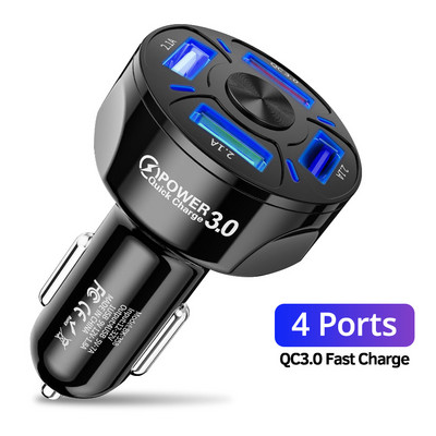 FONKEN QC 3.0 3 Încărcător de mașină USB Încărcător de încărcare rapidă Adaptor de încărcare pentru telefon de mașină pentru iPhone Samsung Xiaomi Redmi Note 9 Încărcător