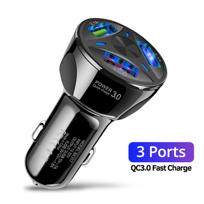 FONKEN QC 3.0 3 Încărcător de mașină USB Încărcător de încărcare rapidă Adaptor de încărcare pentru telefon de mașină pentru iPhone Samsung Xiaomi Redmi Note 9 Încărcător