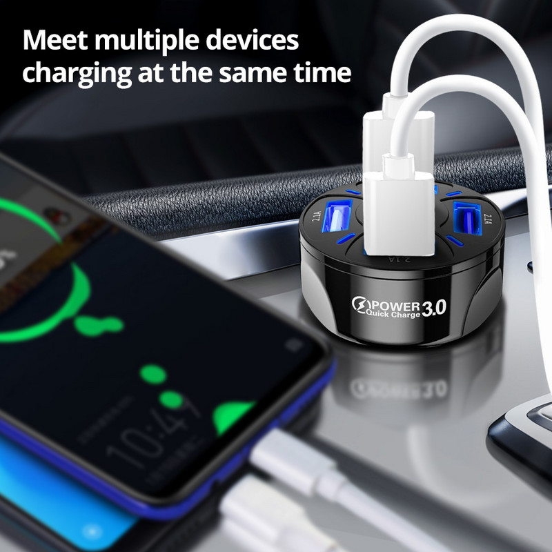 FONKEN QC 3.0 3 USB auto punjač Quick Charge Punjač Adapter za punjenje telefona u automobilu za iPhone Samsung Xiaomi Redmi Note 9 punjač