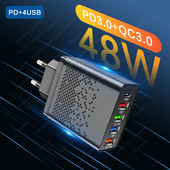 Încărcător USB Maerknon 48W PD Încărcare rapidă QC 3.0 Adaptor încărcător telefon de perete tip C Încărcare rapidă pentru iPhone 13 12 Pro Max 11 iPad