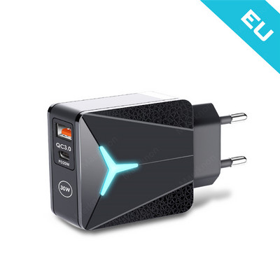 Încărcător USB de 30W tip C PD Adaptor de încărcare rapidă de 20W QC3.0 pentru iPhone 13 12 Samsung Huawei Xiaomi mufa UE/SUA Încărcător pentru telefon mobil